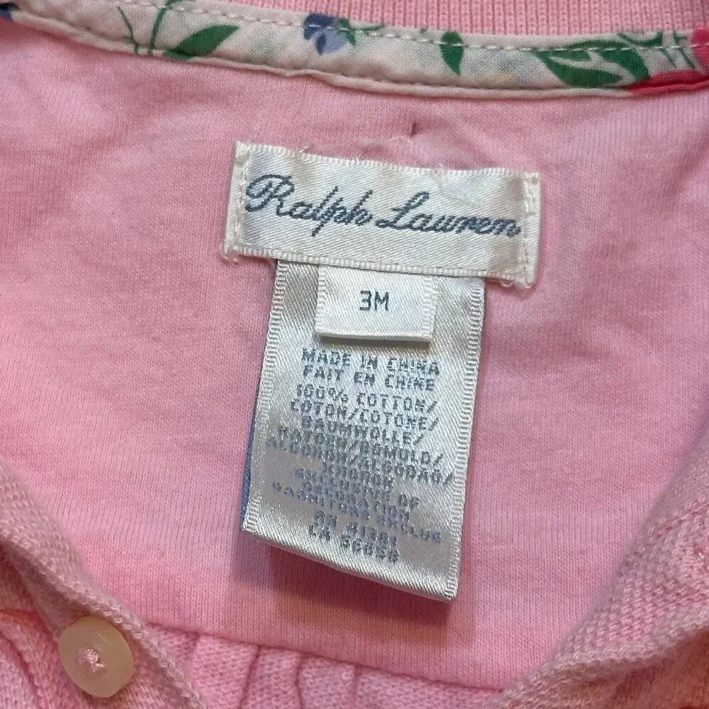 Ralph Lauren Baby GIrl Pink Romper sz 3M